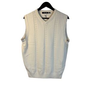 Cypress Links M Cream Cable Knit Sweater‎ Vest Men's 100% Cotton Golf Classic